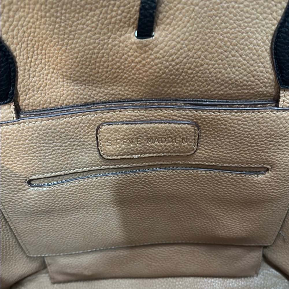 Steve Madden Black Tote with Pebbled Leather and Gold Details